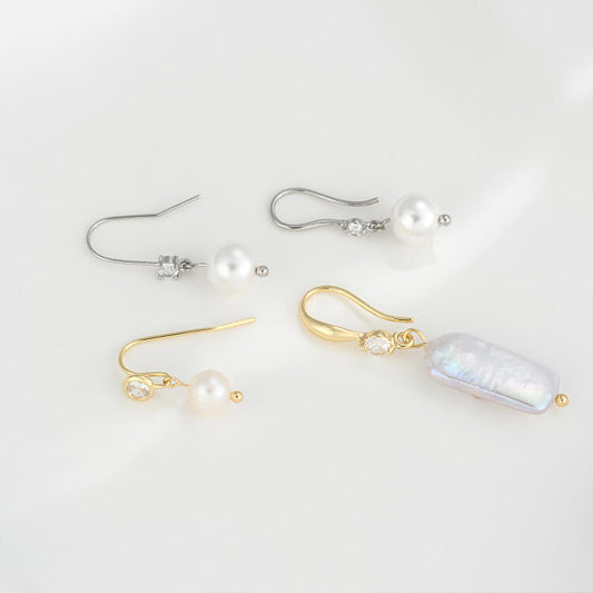 Copper-clad 14K real gold zircon ear hook DIY accessories