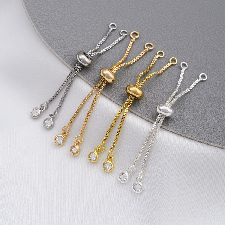 Copper-clad 14k real gold silicone beads 6cm adjustable extension chain