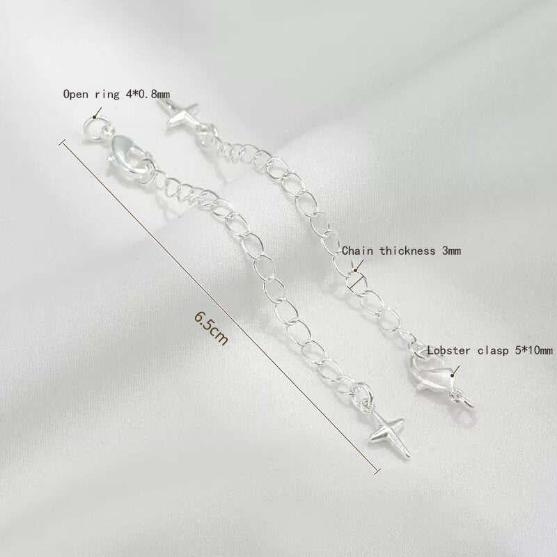 Silver tail chain, 3mm thick, with small lobster clasp and open ring
