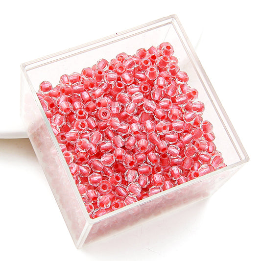 Crystal Glass Beads – Rhombus Glitter Pink 4mm (100 pcs)