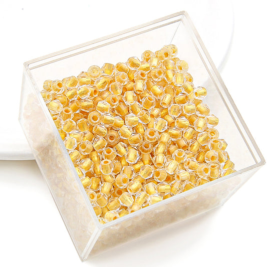 Crystal Glass Beads – Rhombus Yellow Gold 4mm (100 pcs)