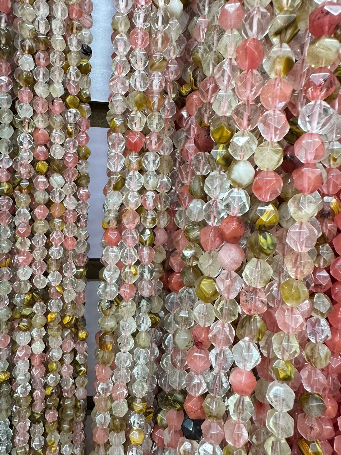 Frosted watermelon rind chalcedony loose crystal beads for DIY hand-woven materials