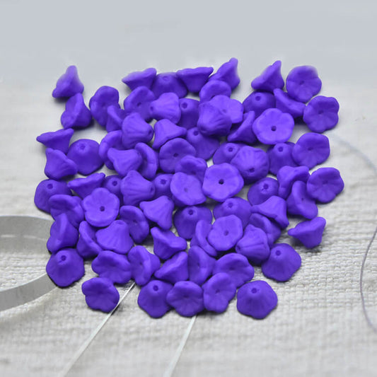 Czech Bell Flower Beads - Bright Purple 5x8 mm, 02010-29145(300 pcs)
