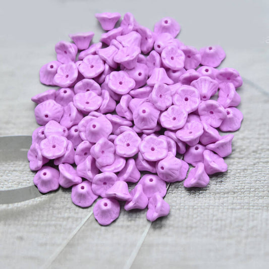 Czech Bell Flower Beads - Light Purple 5x8 mm, 02010-29561(300 pcs)