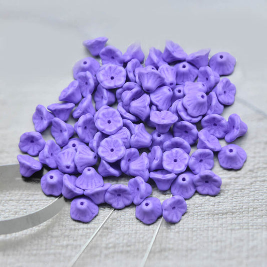 Czech Bell Flower Beads - Matte Lavender 5x8 mm, 02010-29570(300 pcs)
