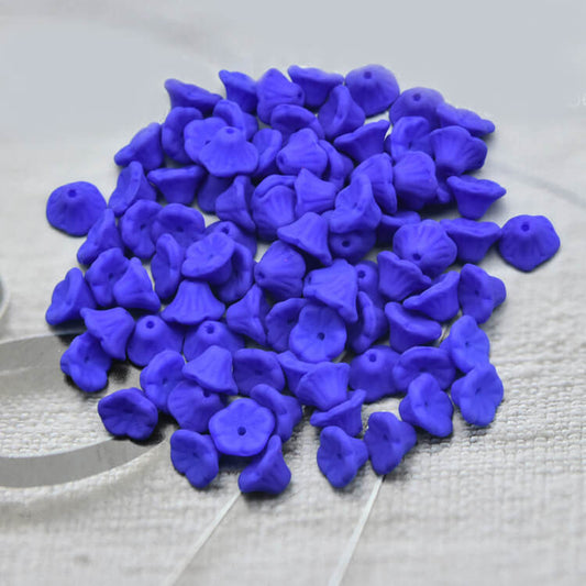 Czech Bell Flower Beads - Opaque Dark Blue 5x8 mm, 02010-29126(300 pcs)