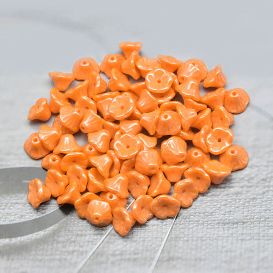 Czech Bell Flower Beads - Opaque Hyacinth Luster 5x8 mm, 93120-14400,(300 pcs)