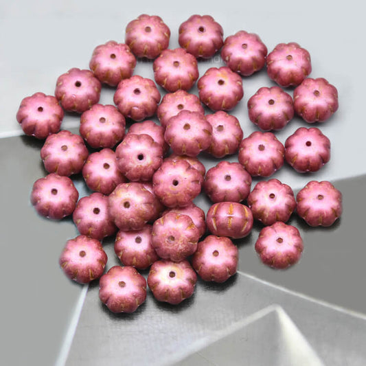 Czech Fruit Beads - Dark Pink Pumpkin 8x11mm, 02010-65327(300 pcs)