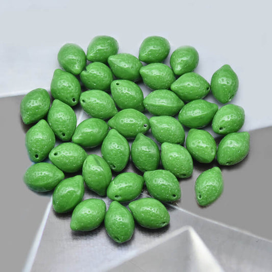 Czech Fruit Beads - Green Opaque Limes 14x10mm,53320(200 pcs)