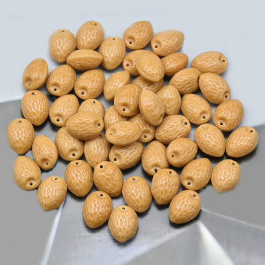Czech Fruit Beads - Light Brown Almond Nut 12x9mm, 13020(300 pcs)