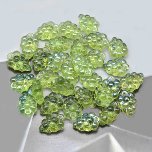 Czech Fruit Beads -Light Green Transparent Grapes 16x11mm, 50200-27307(100 pcs）
