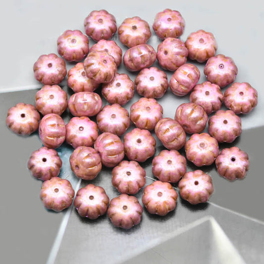 Czech Fruit Beads - Light Pink Pumpkin 8x11mm, 02010-65323(300 pcs)