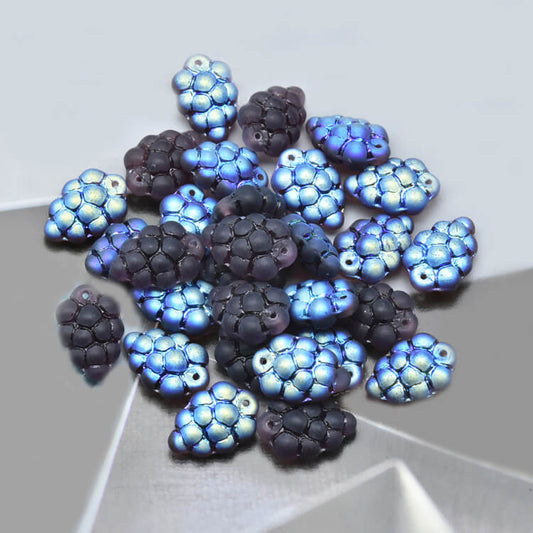 Czech Fruit Beads -Mixed Blue Opaque Grapes 16x11mm, 20060-28771(100 pcs）