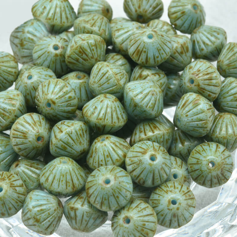 Czech Glass Bicone Beads – Blue Travertin 9mm，63020-86800 (100 pcs)