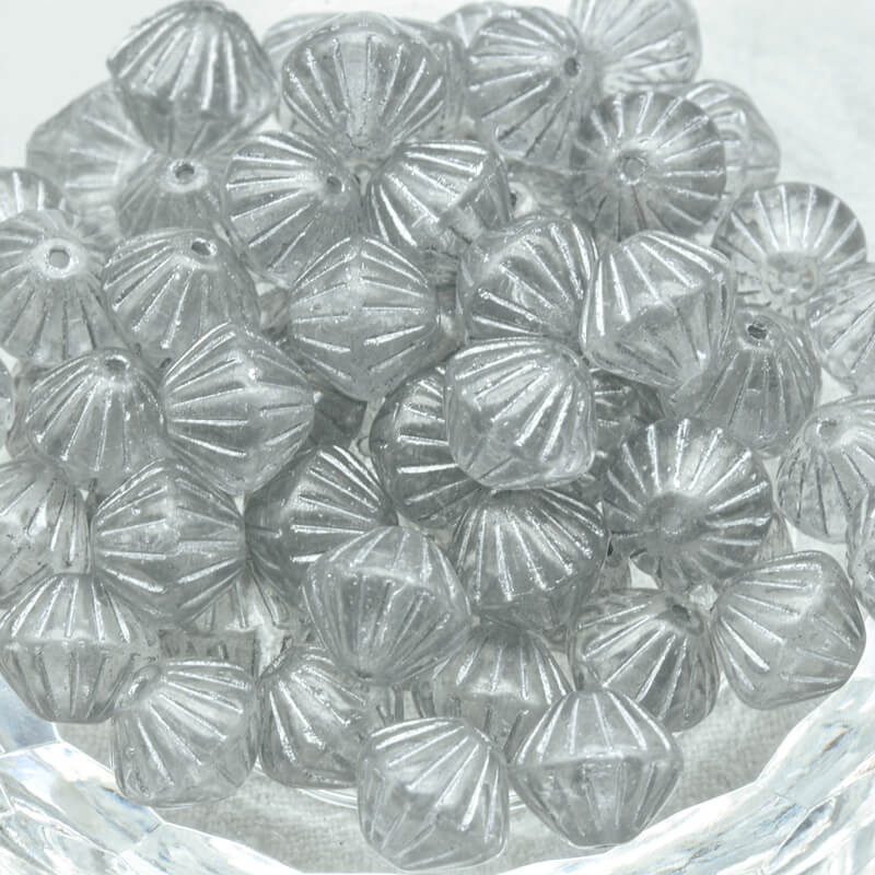 Czech Glass Bicone Beads – Crystal Silver 9mm，00030-54301(100 pcs)