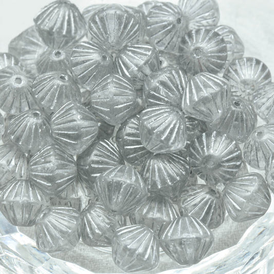 Czech Glass Bicone Beads – Crystal Silver 9mm，00030-54301(100 pcs)