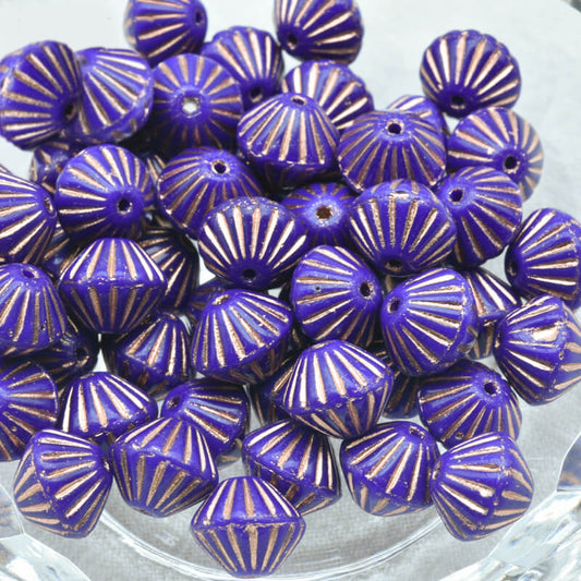 Czech Glass Bicone Beads – Rich Blue With Rose Gold  9mm，33060-54307 (100 pcs)