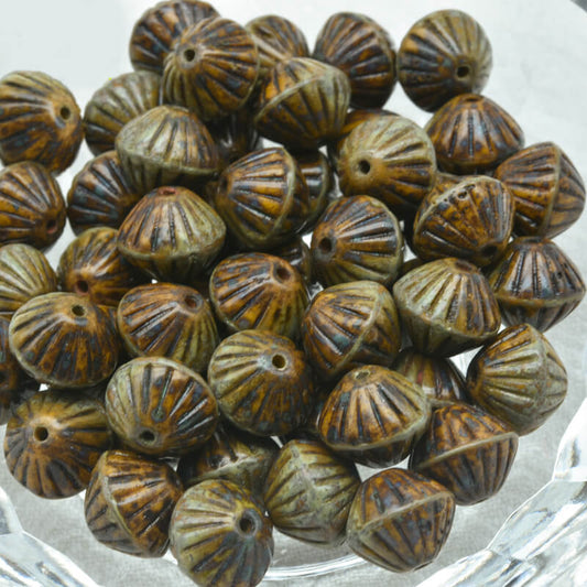 Czech Glass Bicone Beads – Speckled Brown 9mm，13740-86800 (100 pcs)