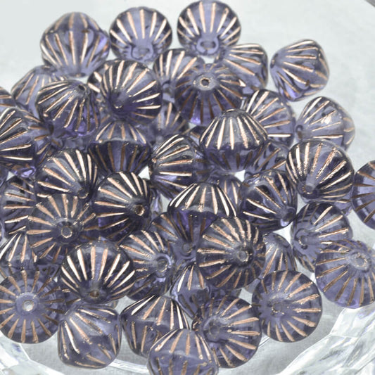 Czech Glass Bicone Beads – Transparent Alexandrite Rose Gold 9mm，20500-54307 (100 pcs)