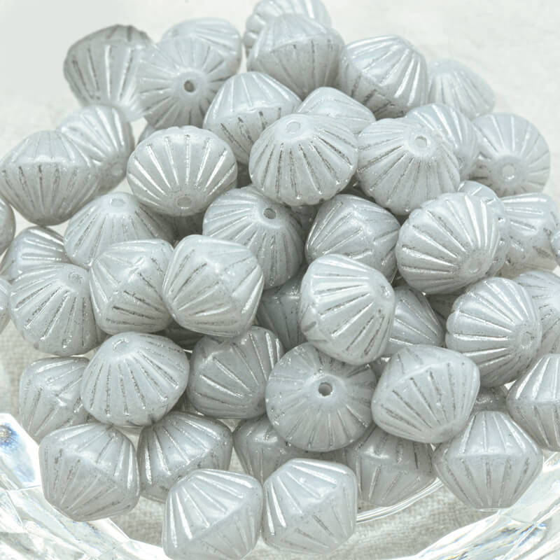 Czech Glass Bicone Beads – White Silver Lined 9mm，02010-54301 (100 pcs)