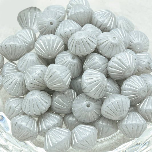 Czech Glass Bicone Beads – White Silver Lined 9mm，02010-54301 (100 pcs)