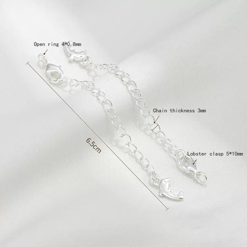 Silver tail chain, 3mm thick, with small lobster clasp and open ring