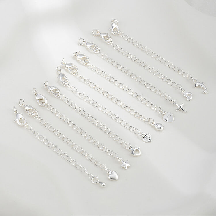 Silver tail chain, 3mm thick, with small lobster clasp and open ring