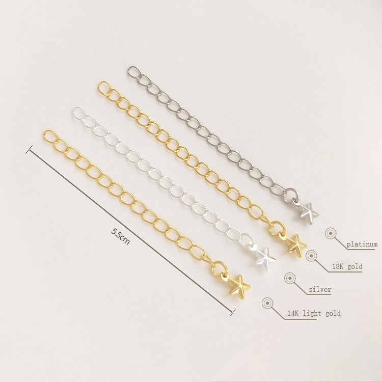 Tail chain, copper plated 14K18K real gold silver water drop, heart-shaped