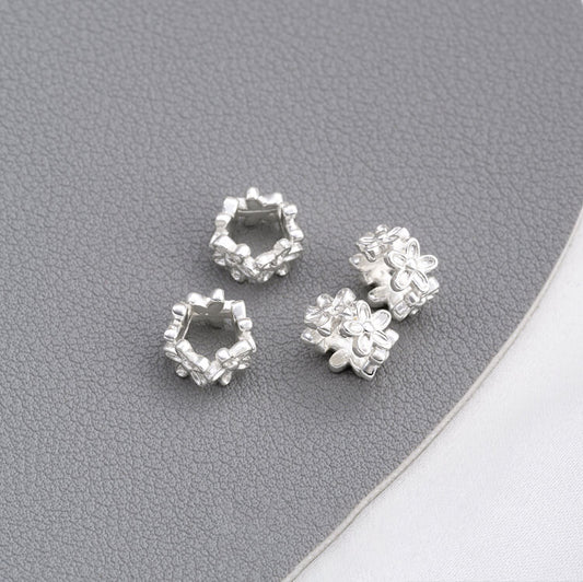 Copper-clad 925 thick silver four-leaf clover large hole flower-shaped spacer beads