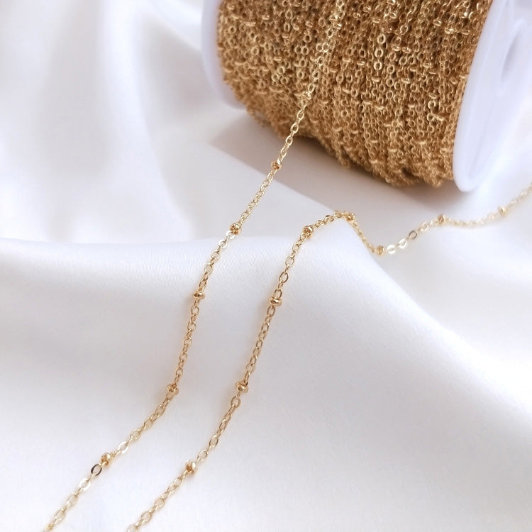 14K Gold-plated flat O-shaped&round O-shaped chain extender necklace（1 meter）