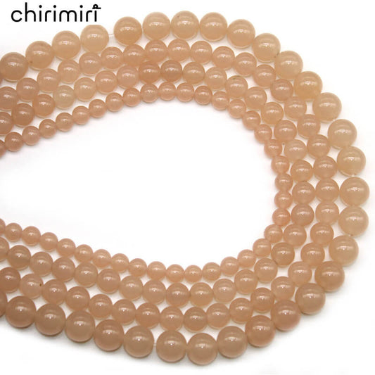 Flesh-colored chalcedony loose beads necklace semi-finished product