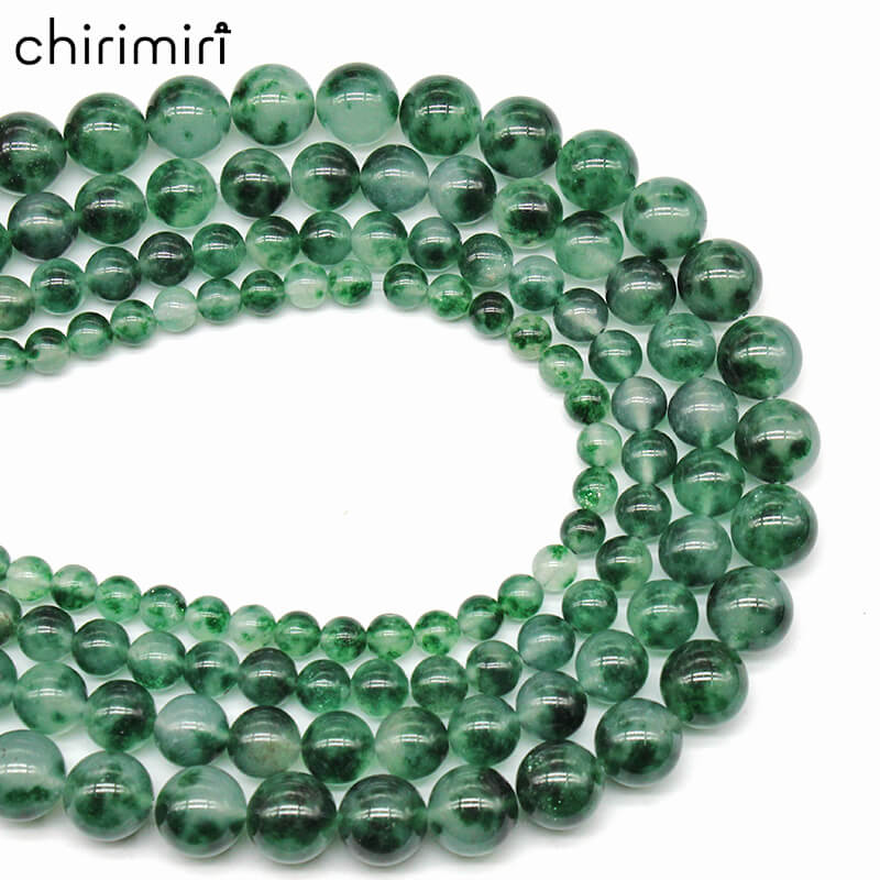 Floating green chalcedony crystal jade round beads semi-finished DIY handmade beads