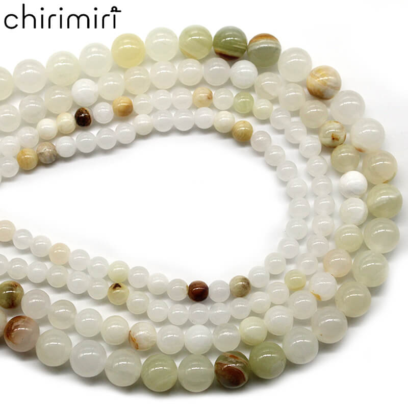 Flower jade loose beads round beads diy hand-woven crystal chalcedony