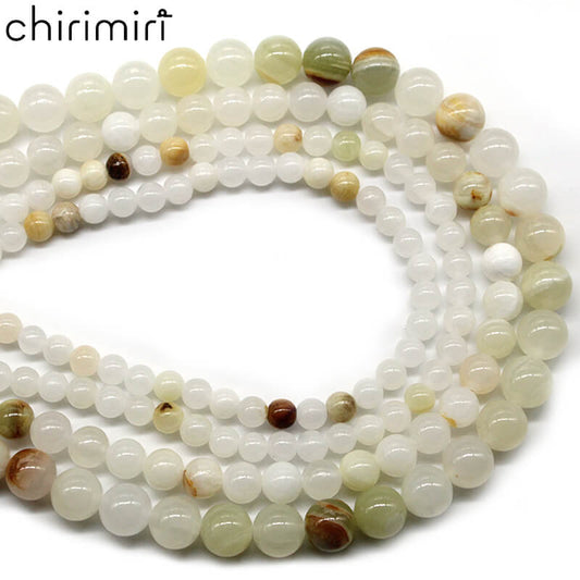 Flower jade loose beads round beads diy hand-woven crystal chalcedony