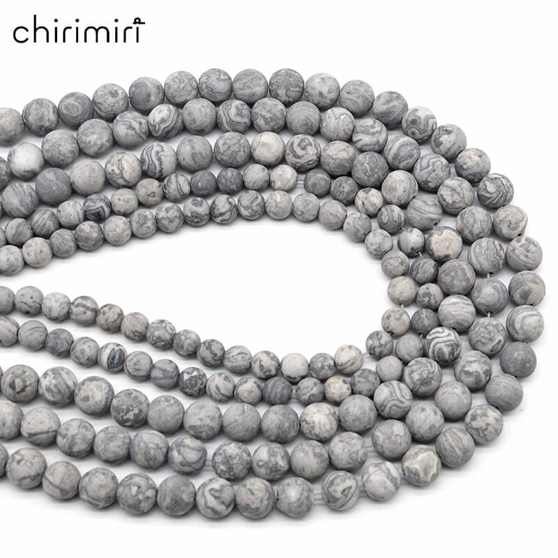 Frosted Map Stone Loose Beads Round Beads Diy Hand-Woven Men And Women Bracelets And Jewelry Crystal Agate Accessories