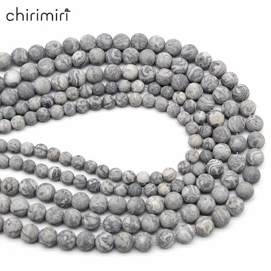 Frosted Map Stone Loose Beads Round Beads Diy Hand-Woven Men And Women Bracelets And Jewelry Crystal Agate Accessories