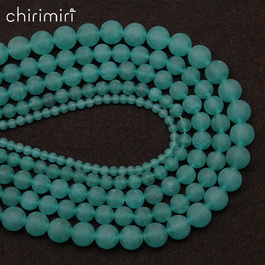 Frosted matte clear amazonite chalcedony loose crystal beads for DIY hand-woven materials