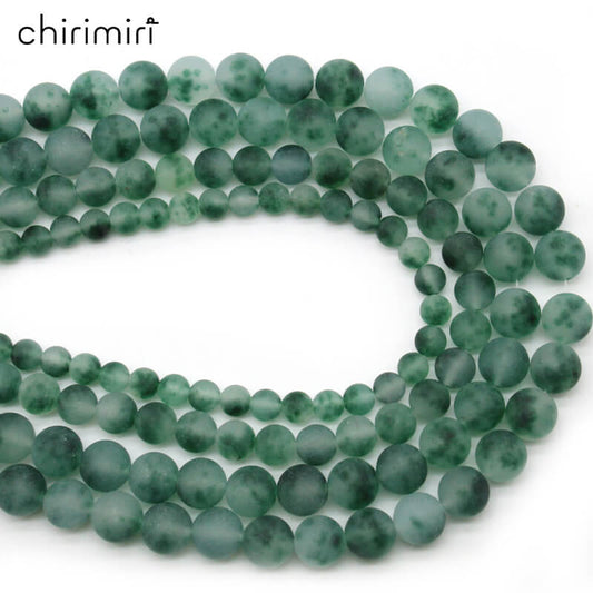Frosted matte green chalcedony loose crystal beads for DIY hand-woven materials