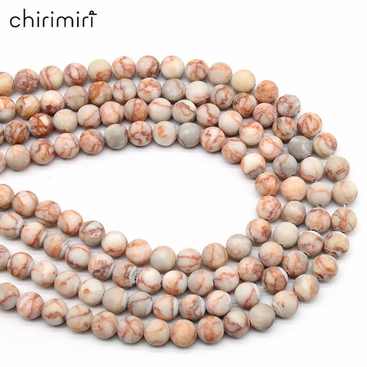 Frosted matte red network stone loose crystal beads for DIY hand-woven materials
