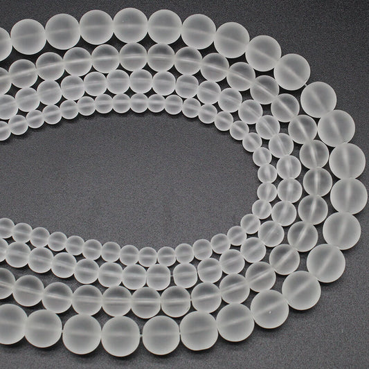 Frosted matte white glass loose beads DIY hand-woven materials