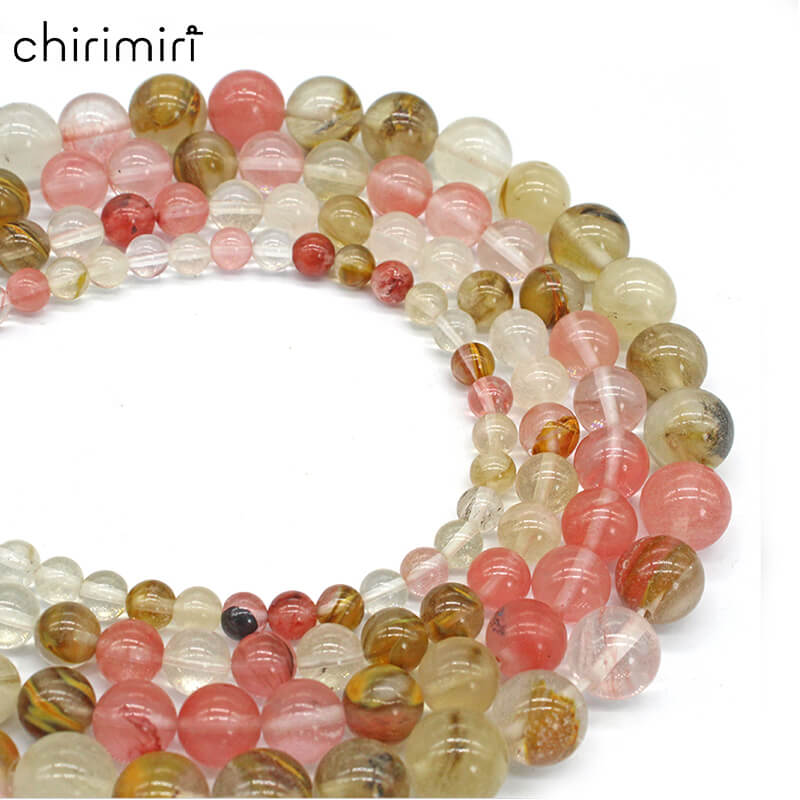 Frosted watermelon rind chalcedony loose crystal beads for DIY hand-woven materials