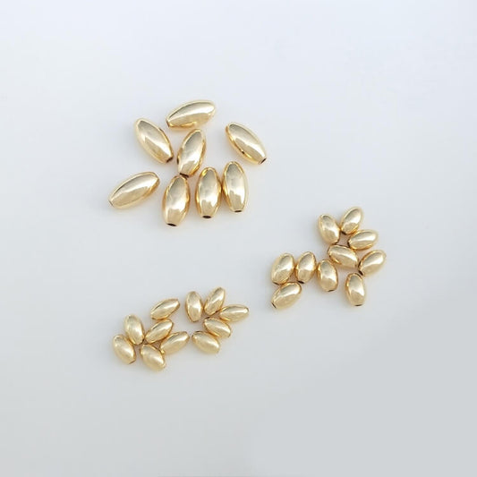 Glossy melon pattern rice-shaped spacer beads 50 pieces
