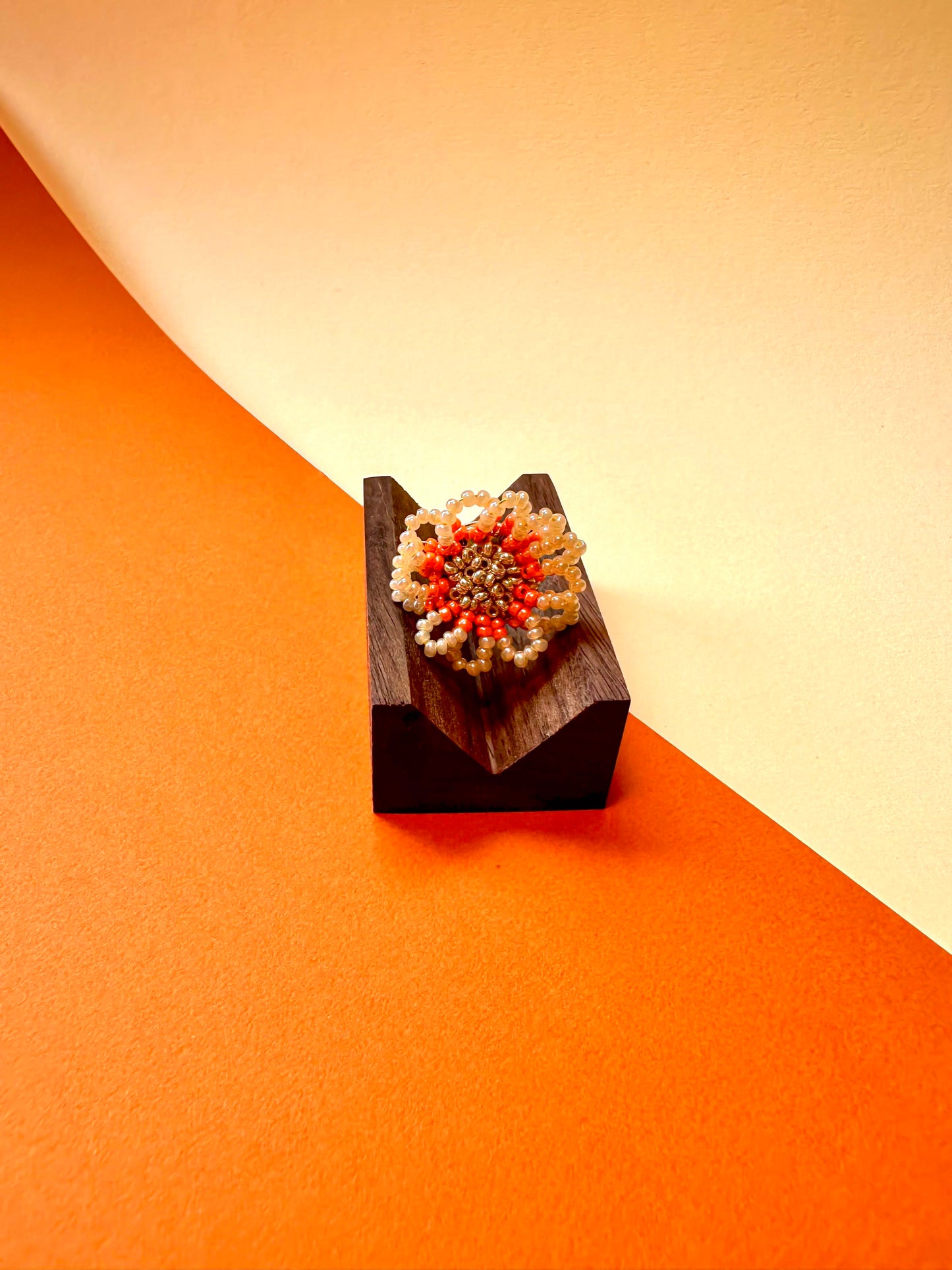 CHIRIMIRI Handmade Beaded Flower Ring | Adjustable Statement Ring