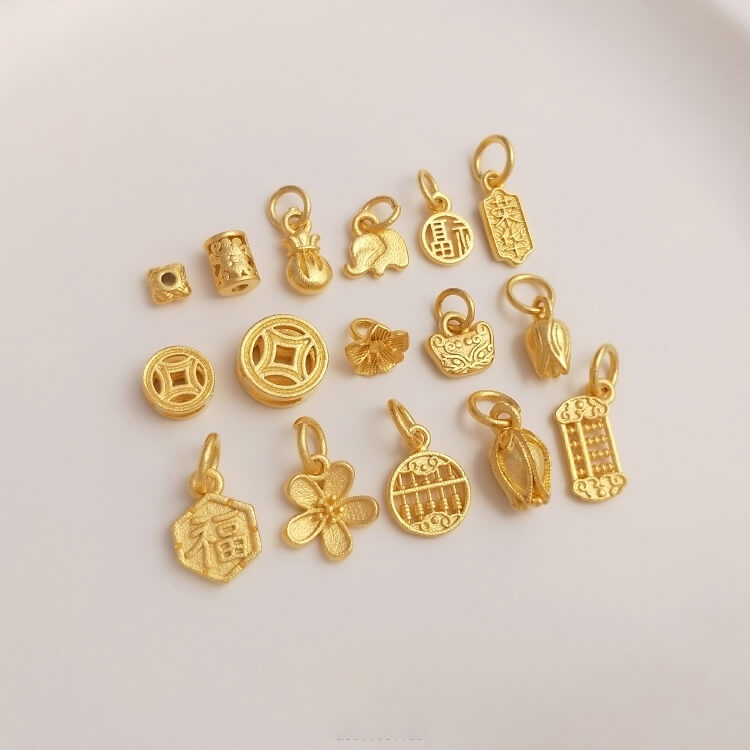 Gold sand beads peach blossom pendant abacus blessing pendant