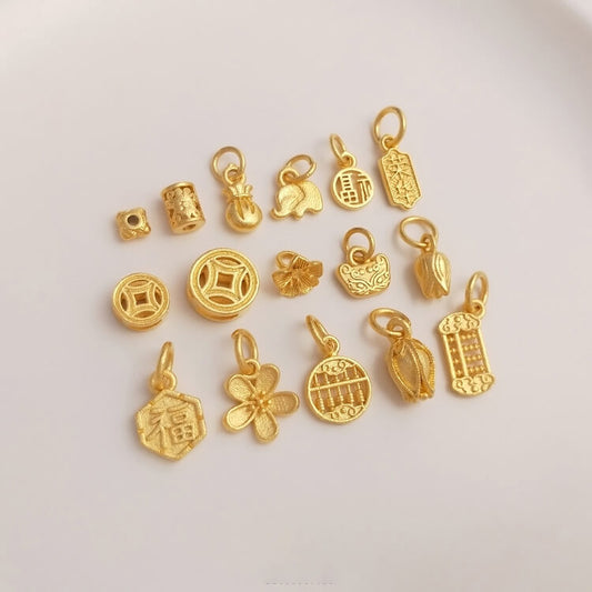Gold sand beads peach blossom pendant abacus blessing pendant
