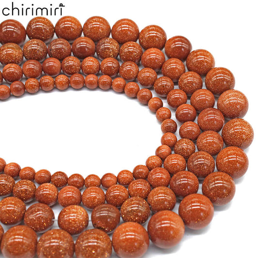 Gold sandstone round beads DIY hand-woven accessories crystal material