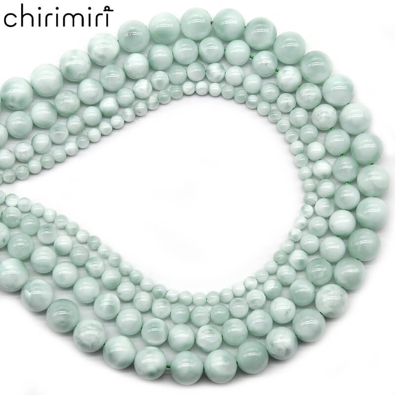 Green Angel Sea Stone Loose Beads Round Beads DIY Hand-woven Bracelet
