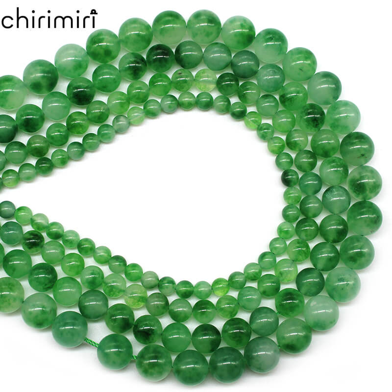 Green floating flower chalcedony loose beads DIY handmade bracelet