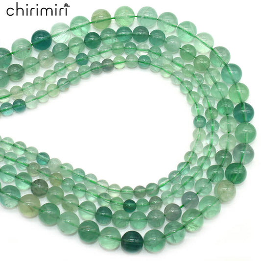 Green fluorite loose beads round beads DIY hand-woven