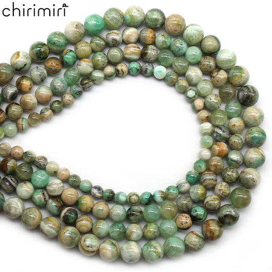 Green grain stone loose beads and round beads DIY handmade bracelet